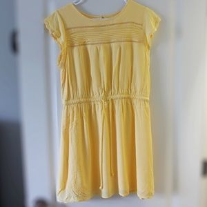 Copper Key Large Yellow Drawstring Waist Pleated Dress (L)